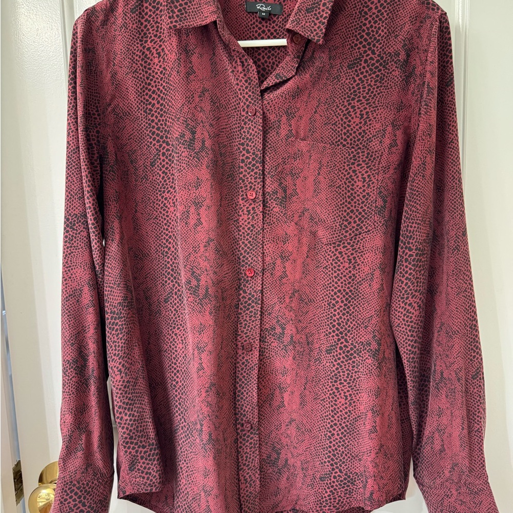 Rails Women’s 100% Silk Burgundy Snake Print Shirt